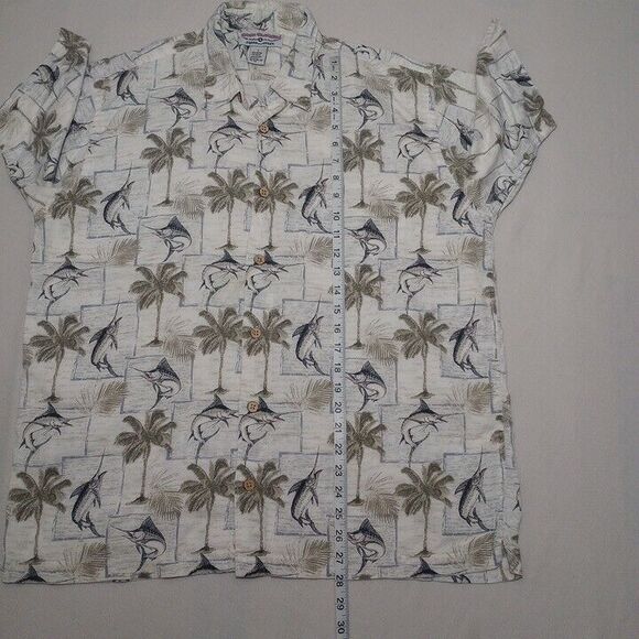 Boca Classics Men's Large Hawaiian Shirt Palm Trees Swordfish Button Up - Picture 5 of 6